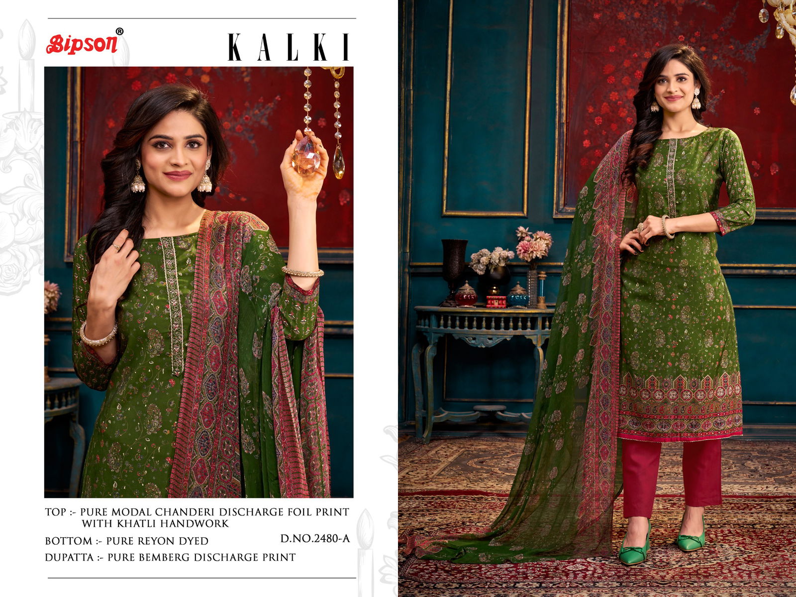 Kalki 2480 By Bipson Modal Chanderi Printed Dress Material Suppliers In Mumbai